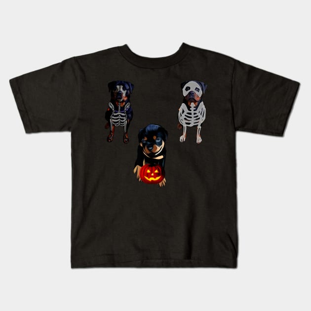 Rottweiler Halloween sticker pack Kids T-Shirt by Freedomink